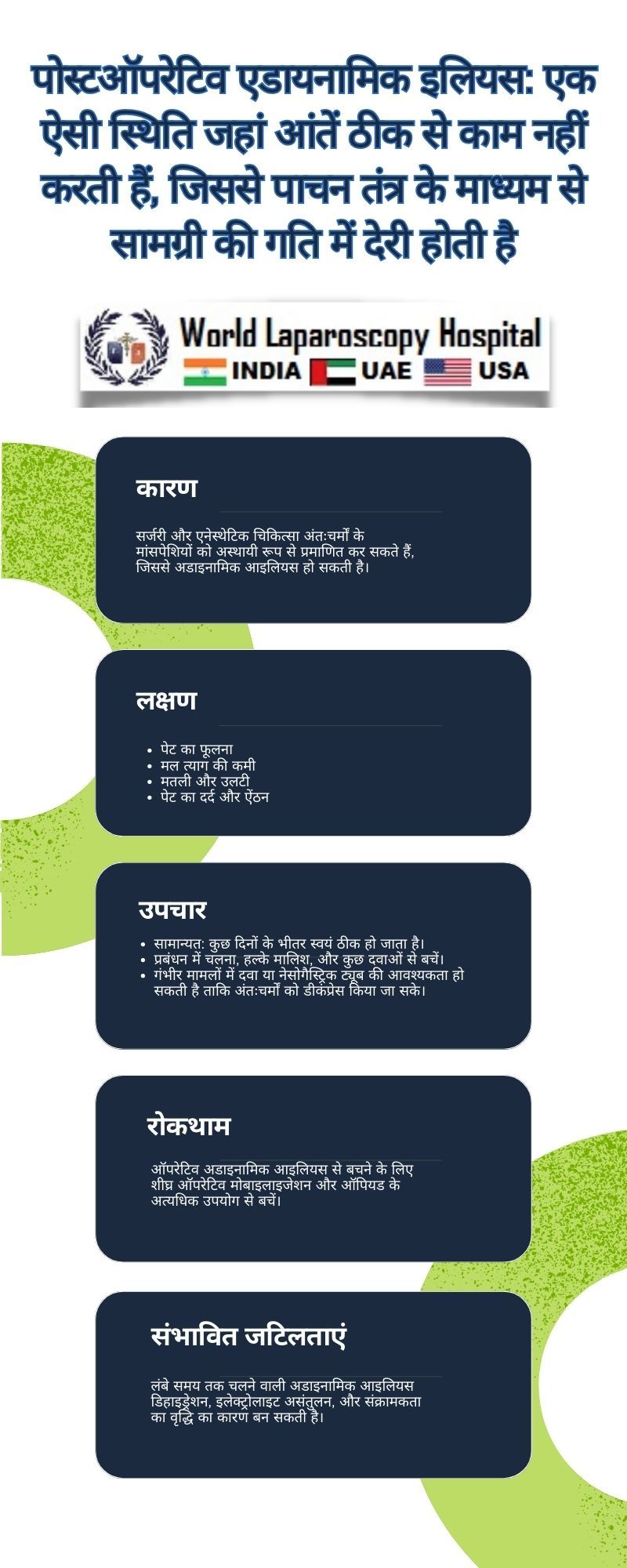 पोस्टऑपरेटिव एडायनामिक इलियस: एक ऐसी स्थिति जहां आंतें ठीक से काम नहीं करती हैं, जिससे पाचन तंत्र के माध्यम से सामग्री की गति में देरी होती है